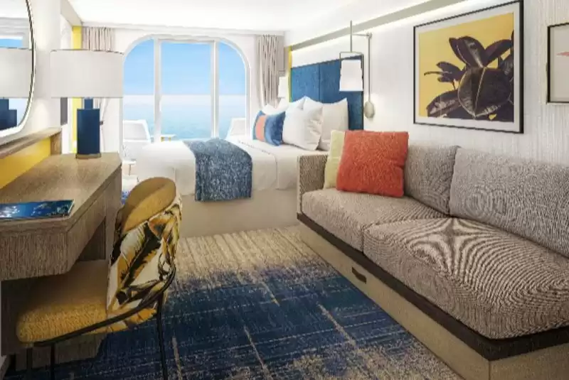 Cabina con vista al mar y balcón grande